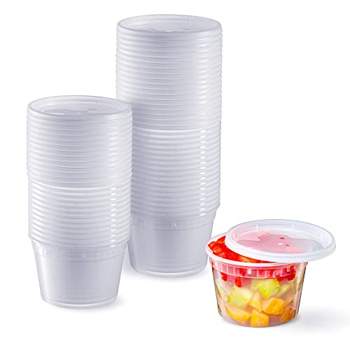  16 Oz. Plastic Deli Food Storage Containers With Airtight Lids [48 Sets]