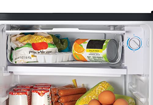Igloo IRF32BK Single Door Compact Refrigerator With Freezer, Slide Out Glass Shelf, Perfect For Homes, Offices, Dorms, 3.2 Cu.ft, Black