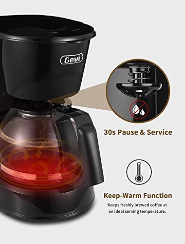  4 Cups Small Coffee Maker, Compact Coffee Machine With Reusable Filter, Warming Plate And Coffee Pot For Home And Office