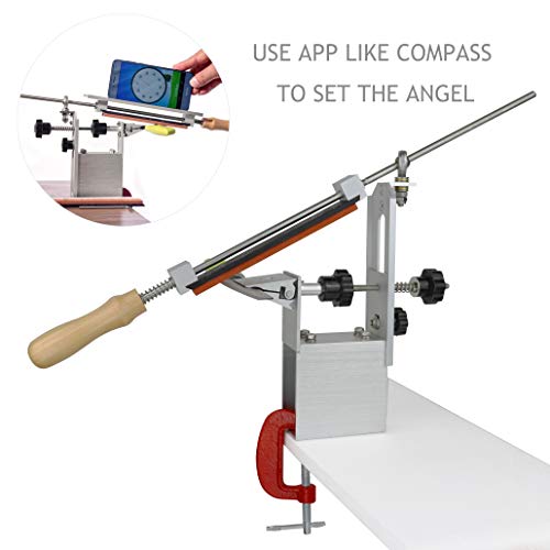  ZELANCY Aluminum Alloy Professional Kitchen Knife Sharpener, 360 Degree Rotation Fixed Angle, Kitchen Chef Knife Sharpener With 6pcs Whetstones
