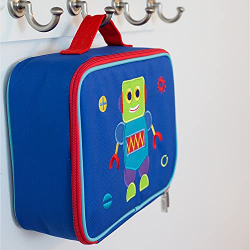  Kids Insulated Embroidered Lunch Box Bag For Boys & Girls, Measures 10 X 7.5 X 4 Inches Lunch Box For Kids, Ideal For Packing Hot Or Cold Snacks For School & Travel (Robot)