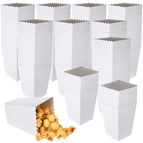  200 Pcs Popcorn Boxes Mini Paper Popcorn Box Cardboard Popcorn Container For Party Disposable Snack Candy Popcorn Bags Popcorn Holder For Birthday Wedding Decoration, 2.2 X 4.2 X 3 Inches (White)