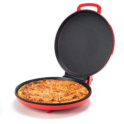 Zenith Versa Grill Non-Stick Pizza Maker Machine For Home, Calzone Maker, Pizza Oven Converts To Electric Indoor Grill, Red