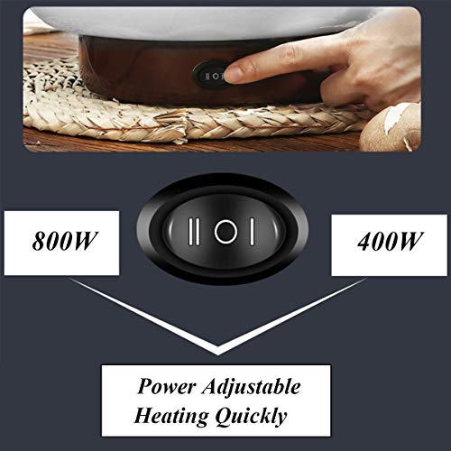  110V Electric Skillet With Lid 4-in-1 Multifunction Non-Stick Stainless Steel Electric Hot Pot Noodles Rice Cooker Steamed Egg Soup Pot Mini Heating Pan Cooking Fried