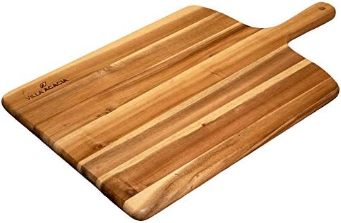  Villa Acacia Wooden Cutting Board - 17 X 6 Inch Wood Board Serving Tray For Bread And Cheese With Handle - Decorative Charcuterie Boards For New Home, Wedding Gift