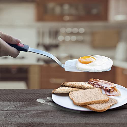  Stainless Steel Flexible Spatula Turner, VOVOLY Thin Metal Spatula For Cast Iron Skillet, Thin Blade And Heat Resistant Silicone Handle, Great For Egg, Cookie, Meat, Crep, Medium