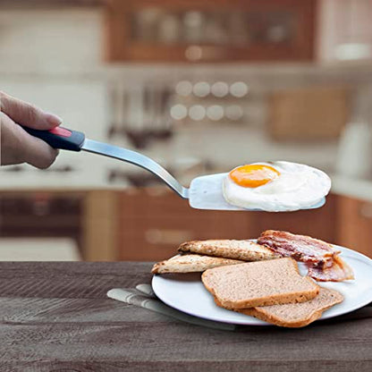  Stainless Steel Flexible Spatula Turner, VOVOLY Thin Metal Spatula For Cast Iron Skillet, Thin Blade And Heat Resistant Silicone Handle, Great For Egg, Cookie, Meat, Crep, Medium