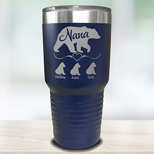  Grandparents Personalized Laser Engraved Tumbler With Grandchildren Names Gift For Grandma, Customized Mug, Insulated For Coffee, Water + More