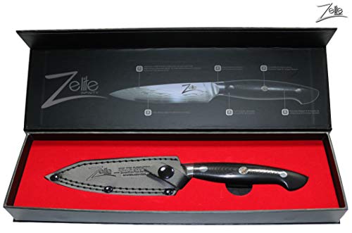  Japanese Paring Knife 4.25 Inch, Paring Knives, Small Knife, Pairing Knife Kitchen, Fruit Knife - Japanese AUS-10 Super Steel 45-Layer Damascus Knife - Deeper Blade - Leather Sheath