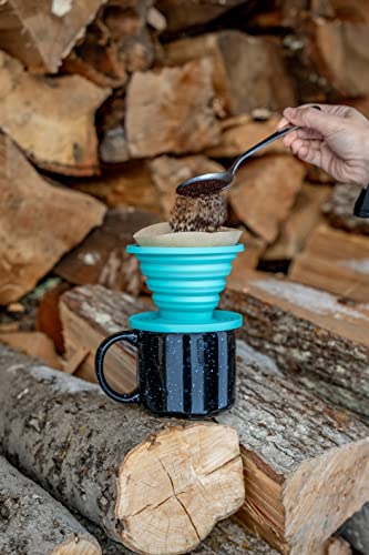  100% Silicone Collapsible Pour Over Coffee Maker Great For Travel, Backpacking, Camping, Vanlife (Teal)