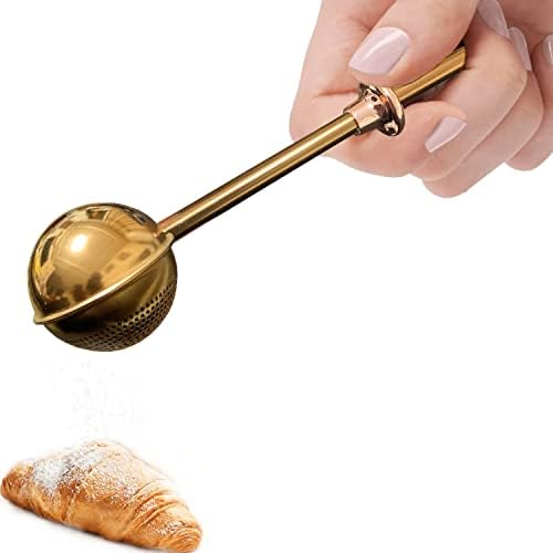  JETKONG Powdered Sugar Shaker Duster Flour Dispenser Shaker With 18/8 Stainless Steel Spring-operated Handle For Sugar Flour And Spices