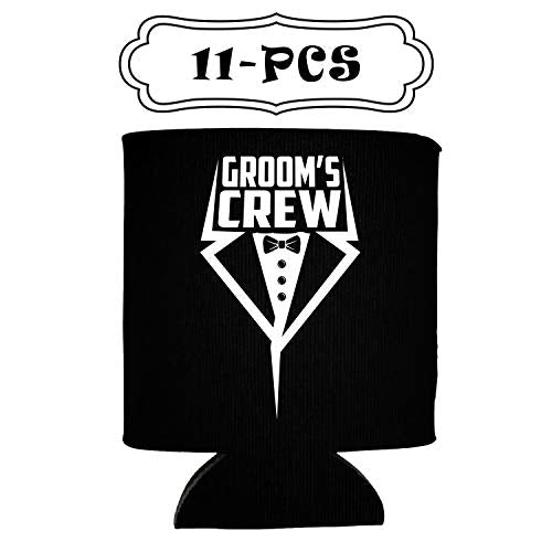  Groom And Groom's Crew Tuxedo Insulated Can Coolie Coolers (6, Groom + Groom'sCrew Tux)