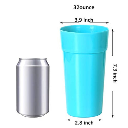  9 Pack Plastic Tumblers, Unbreakable Drinking Glasses, Plastic Cups In 9 Assorted Colors (32 Ounce)