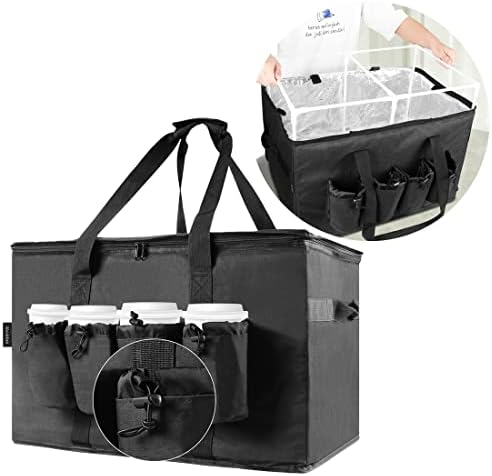  Updated Professional Insulated Food Delivery Bag With Support Frame And Plastic Bottom Plate | Ideal For Uber Eats, Catering,Delivery Drivers, Doordash And More