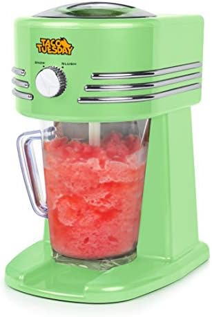  Taco Tuesday 56-Oz. Margarita & Slush Maker, Shave, Blend, And Shave-Blend Settings, Water Drip Reservoir And Cord Storage Included, White/Lime Green