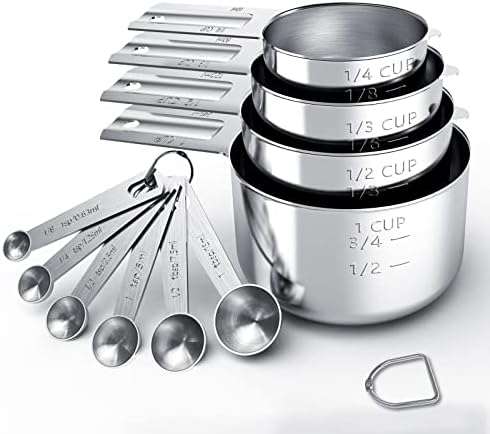  Stainless Steel Measuring Cups & Spoons Set, Cups And Spoons,Kitchen Gadgets For Cooking & Baking (Sliver-5+6)