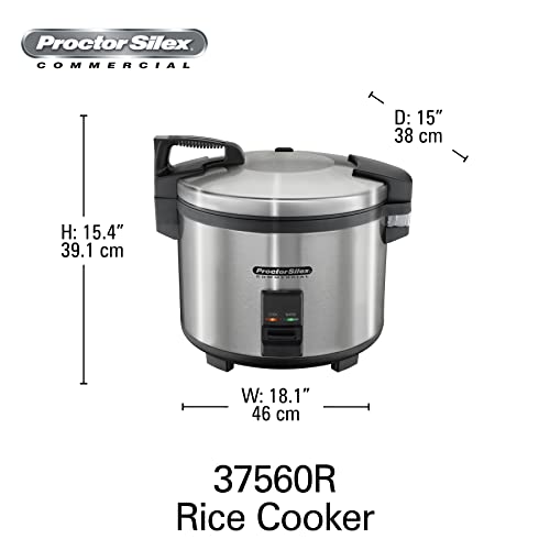  Proctor Silex Commercial 37560R Rice Cooker/Warmer, 60 Cups Cooked Rice, Non-Stick Pot, Hinged Lid, Stainless Steel Housing, 1 Year Warranty