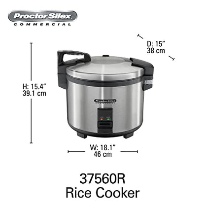  Proctor Silex Commercial 37560R Rice Cooker/Warmer, 60 Cups Cooked Rice, Non-Stick Pot, Hinged Lid, Stainless Steel Housing, 1 Year Warranty