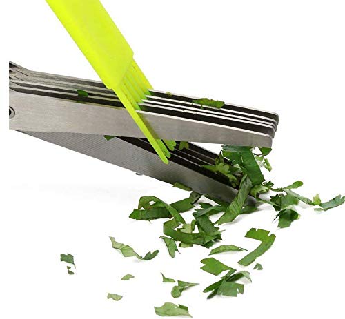  Multipurpose Kitchen Shears With 5 Stainless Steel Blades And Cleaning Comb (Green)