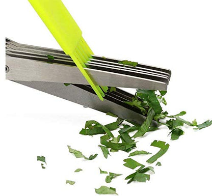  Multipurpose Kitchen Shears With 5 Stainless Steel Blades And Cleaning Comb (Green)