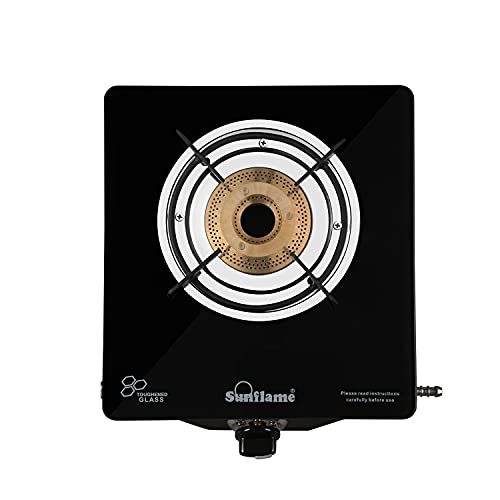  Unflame Single Burner DX Glass Top 1 Burner Gas Stove (Manual Ignition, Black)
