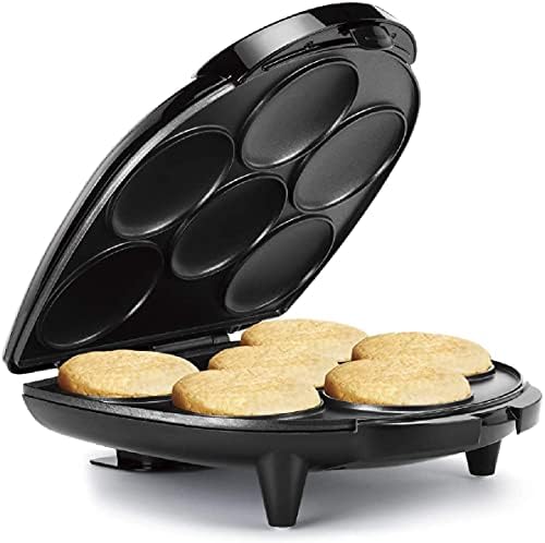  Arepa Maker - Non-Stick 6-Section Multi-Food Maker - Make Delicious Arepas, Pancakes, Corncakes, Tosti Arepa - Includes Recipe Book - Easy-to-Use - 6-PC - Black