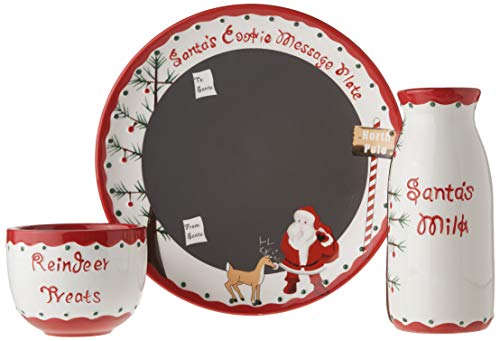  To Cherish Santa's Message Plate Set, Santa Cookie Plate, Santa Milk Jar, And Reindeer Treat Bowl