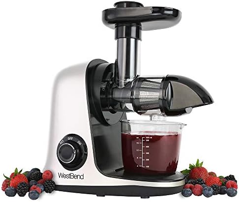  Juicer Cold Press Masticating Extractor Machine Features Quiet Motor Anti-Clog Reverse Function Nutrient Preserving For Juicing Fruits Vegetables And All Greens, 150-Watts, White