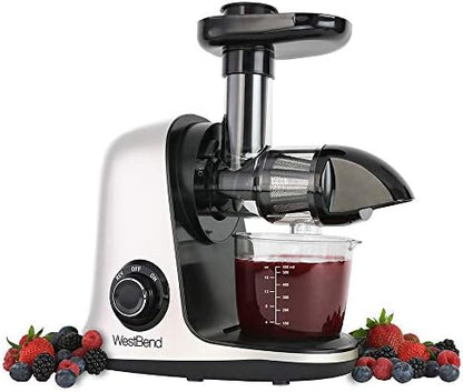 Juicer Cold Press Masticating Extractor Machine Features Quiet Motor Anti-Clog Reverse Function Nutrient Preserving For Juicing Fruits Vegetables And All Greens, 150-Watts, White