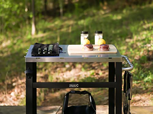  Double-Shelf Rolling Outdoor Dining Cart Table, 20" X 30" Stainless Steel Commercial Multifunctional Kitchen Food Prep Worktable On Wheels W/Adjustable Storage Tray & Waterproof Protective Cover