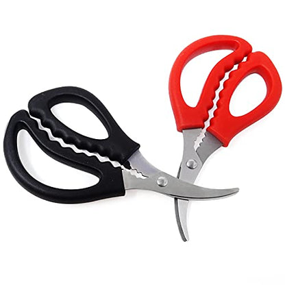  Onbay 2PCS Multifunctional Stainless Steel Shears Kitchen Seafood Scissors Fish Crab Shrimp Lobster Scissors Seafood Peeling Tools For Home (2 Color, 6")