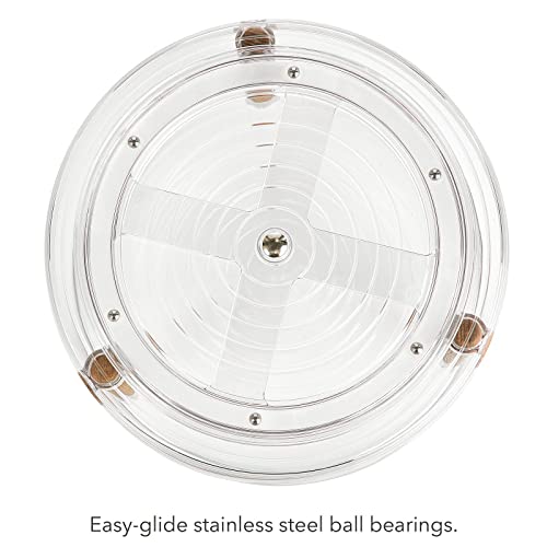  By Nate Berkus 2-Tier Plastic 9-Inch Turntable Organizer With Ash Wood Accents | For Kitchen Cabinet, Countertop, Or Pantry Organizing From MDesign - Set Of 2, Clear/Natural
