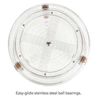  By Nate Berkus 2-Tier Plastic 9-Inch Turntable Organizer With Ash Wood Accents | For Kitchen Cabinet, Countertop, Or Pantry Organizing From MDesign - Set Of 2, Clear/Natural