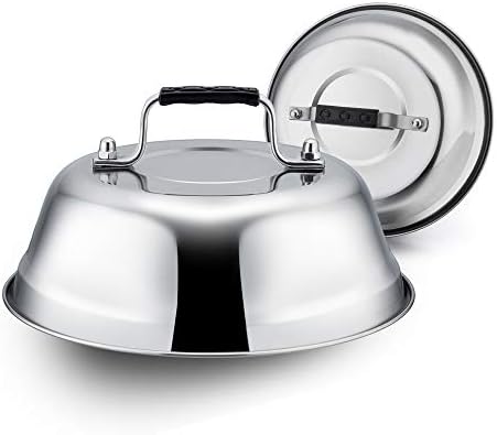  Melting Dome Lid Set Of 4, Leonyo 9" Professional Stainless Steel Griddle Accessories, Durable Basting Steaming Cover For Teppanyaki Flat Top Griddle Grill, Rivets Handle, Hamburger Bacon Cheese Steak