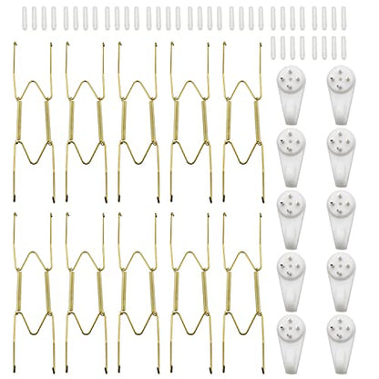  10PCS 8 Inch Plate Hangers Wall Plate Hangers And 10 PCS Wall Hooks For 7.5 To 8.5 Inch Decorative Plates, Antique China, Antique Plates And Arts