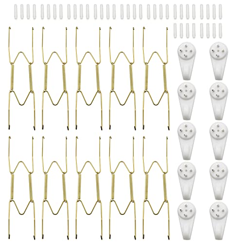  10PCS 8 Inch Plate Hangers Wall Plate Hangers And 10 PCS Wall Hooks For 7.5 To 8.5 Inch Decorative Plates, Antique China, Antique Plates And Arts
