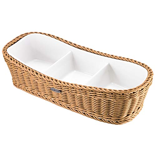 Westmark Saleen Rectangular Wicker Basket With Porcelain Insert, 315 X 135 X 75 Cm, Beige