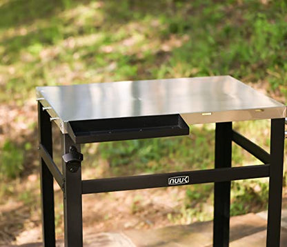  Double-Shelf Rolling Outdoor Dining Cart Table, 20" X 30" Stainless Steel Commercial Multifunctional Kitchen Food Prep Worktable On Wheels W/Adjustable Storage Tray & Waterproof Protective Cover