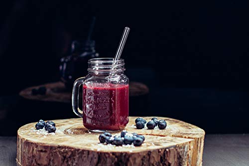  Alm Glass Straws - 6x Reusable 8 Inch Drinking Straws Clear + Plastic-Free Cleaning Brush - Made In Germany - Dishwasher Safe - Straight - Perfect For Smoothies, Cocktails