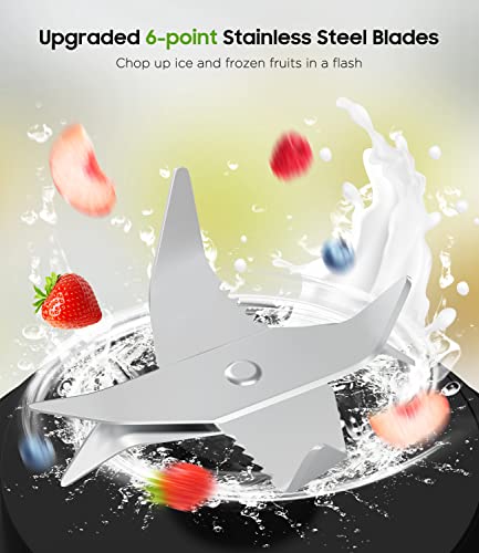  ＭoKo Portable Blender, 270 Watt Personal Blender For Shakes And Smoothies,21OZ Personal Blender USB Rechargeable With 6 Blades, BRA Free, Smoothie Blender For Kitchen Sports Travel And Outdoors,Black