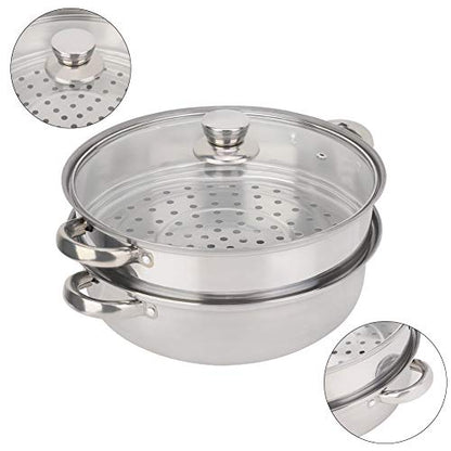  2-Layer Steamer Pot, Steaming Compartment Food Grade Stainless Steel Material Pot Cooker Stainless Steel Cookware For Kitchen