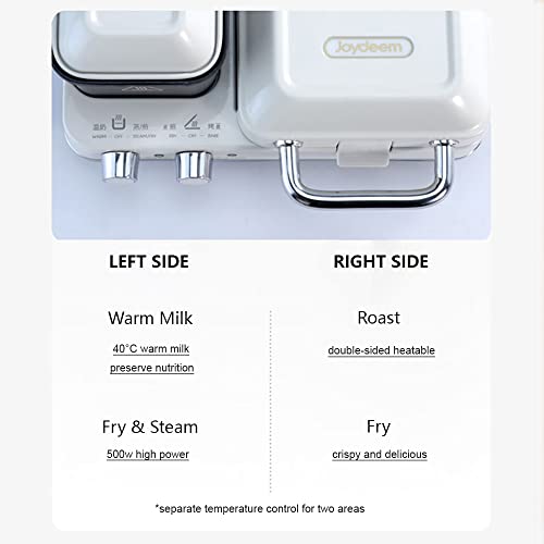  Oydeem 4-in-1 Breakfast Station, Multifunctional Breakfast Maker, Sandwich Maker With Egg Boiler, Panini Press Grill, Waffle Maker & Steamer, 2 Individual Portions, Nonstick,1000W, White