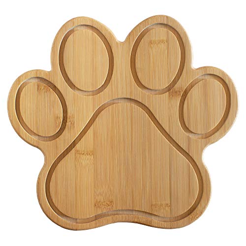  Paw Shaped Bamboo Serving And Cutting Board, 11" X 10", Natural