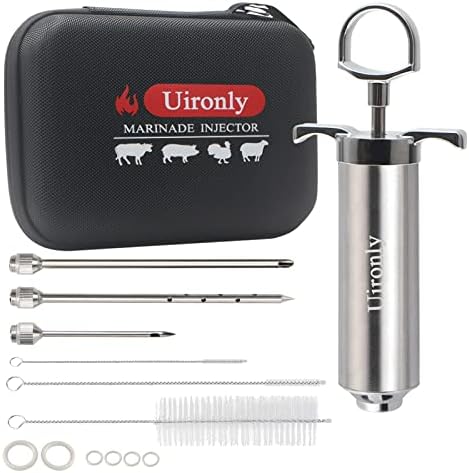  Uironly Meat Injector,Turkey Seasoning Injection Kit With 3 Professional Marinade Injector Needles For Grill Smoker BBQ Brisket; Include User Manual, E-Book - Storage Case