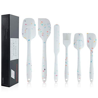  Hebaking Silicone Spatula Set, 6 Piece Heat Resistant Rubber Spatulas Set For Baking Cooking And Mixing Kitchen Utensils Seamless One Piece Spatula With Stainless Steel Core, Nonstick Dishwasher Safe