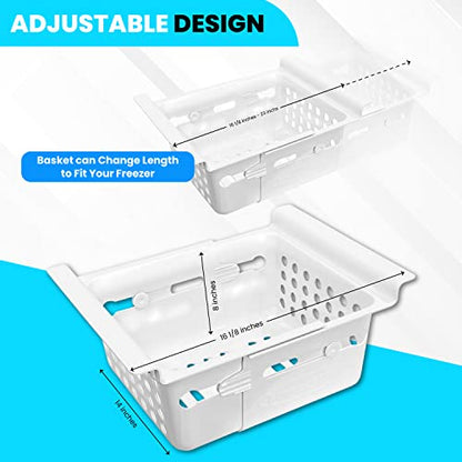  Single Basket - Universal Chest Freezer Organizer Basket -Fits Freezers 8 Cubic Feet To 15 Cubic Feet- Single Adjustable Basket (1 Basket Only)