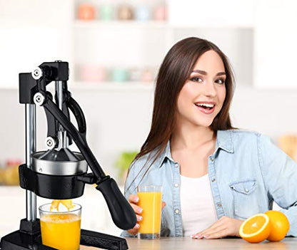  Large Citrus Juicer Best Press For Orange, Lime And Lemon Squeezer Manual Cold Press Juicer - Maximum Juice Extractor Heavy Duty Base Juicer Machines Commercial Non Electric Lemon Juicer With Handle Non Skid Suction Cup Base GMJ9970