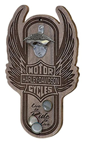 Harley Davidson Winged Bar & Shield Magnetic Wooden Bottle Opener HDL-18570