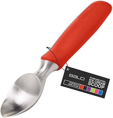  Ice Cream Scoop - Heavy Duty Stainless Steel Icecream Scooper With Non-Slip Rubber Grip - Professional Metal Ice-Cream Spade - Dishwasher Safe – Black