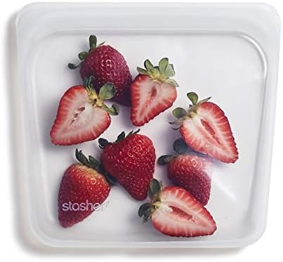  Silicone Reusable Storage Bag, Snack (Agave) | Food Meal Prep Storage Container | Lunch, Travel, Makeup, Gym Bag | Freezer, Oven, Microwave, Dishwasher Safe, Leakproof